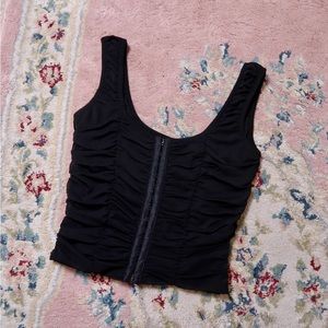 Black Ruched Shinestar Tank Top